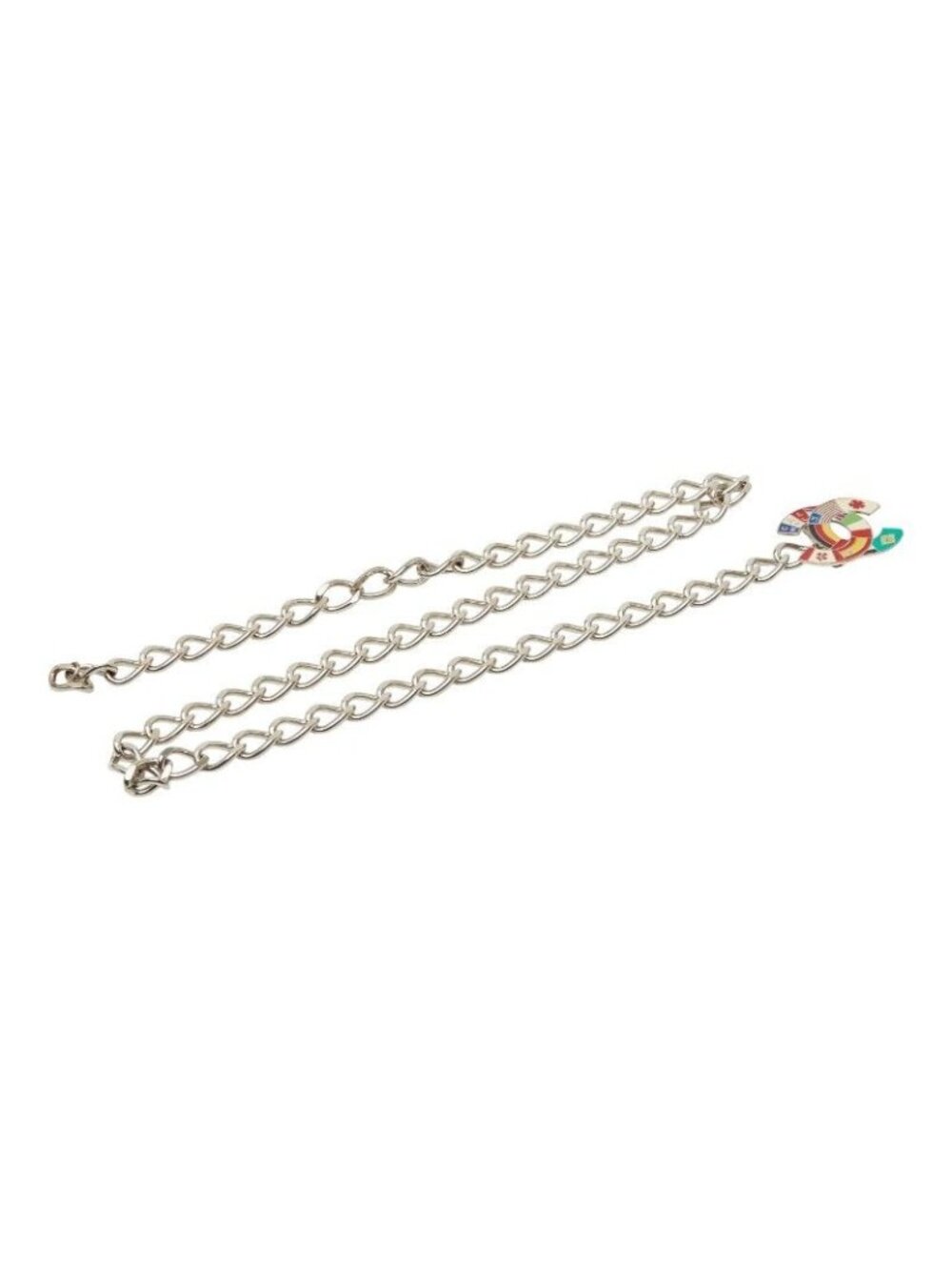 Chanel CC Logo Chain Belt National Flag 03A Silver Multicolor Metal